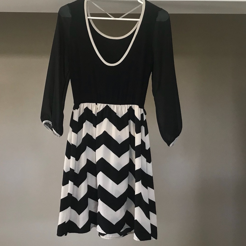Black, chevron dress
